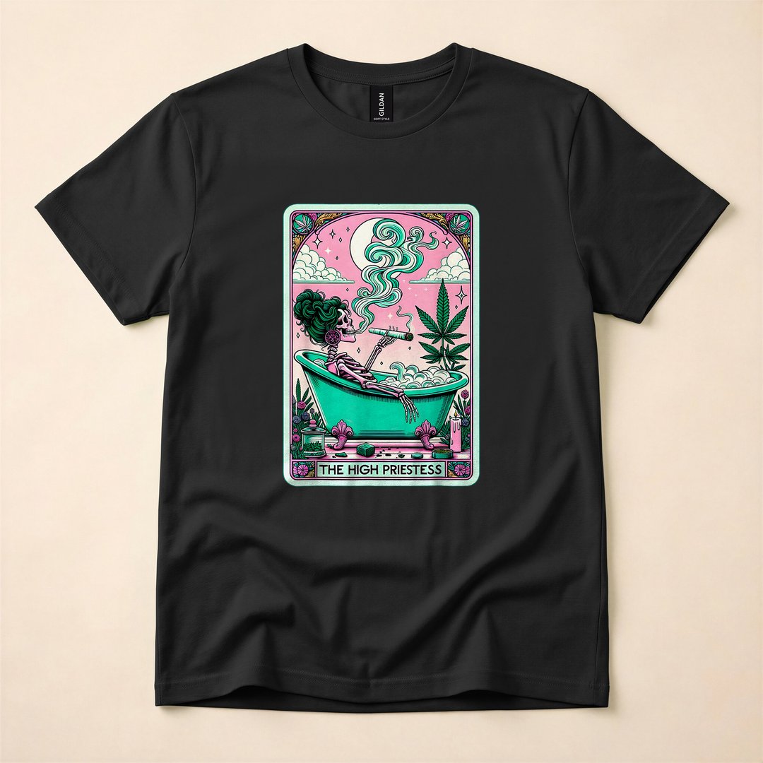 The High Priestess Retro Skeleton Tarot Card Halloween T-Shirt