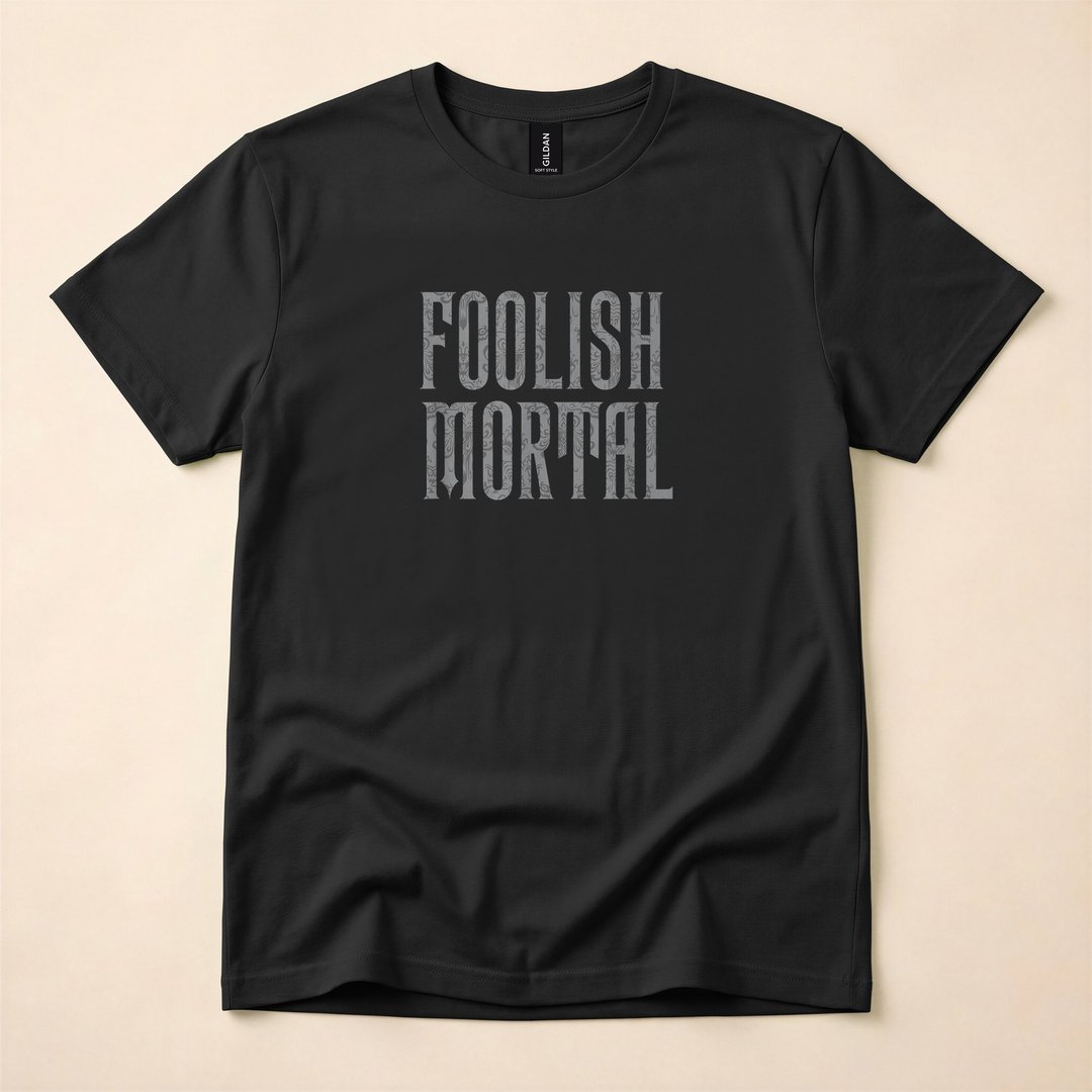 The Haunted Mansion Foolish Mortal Patterned Logo T-Shirt