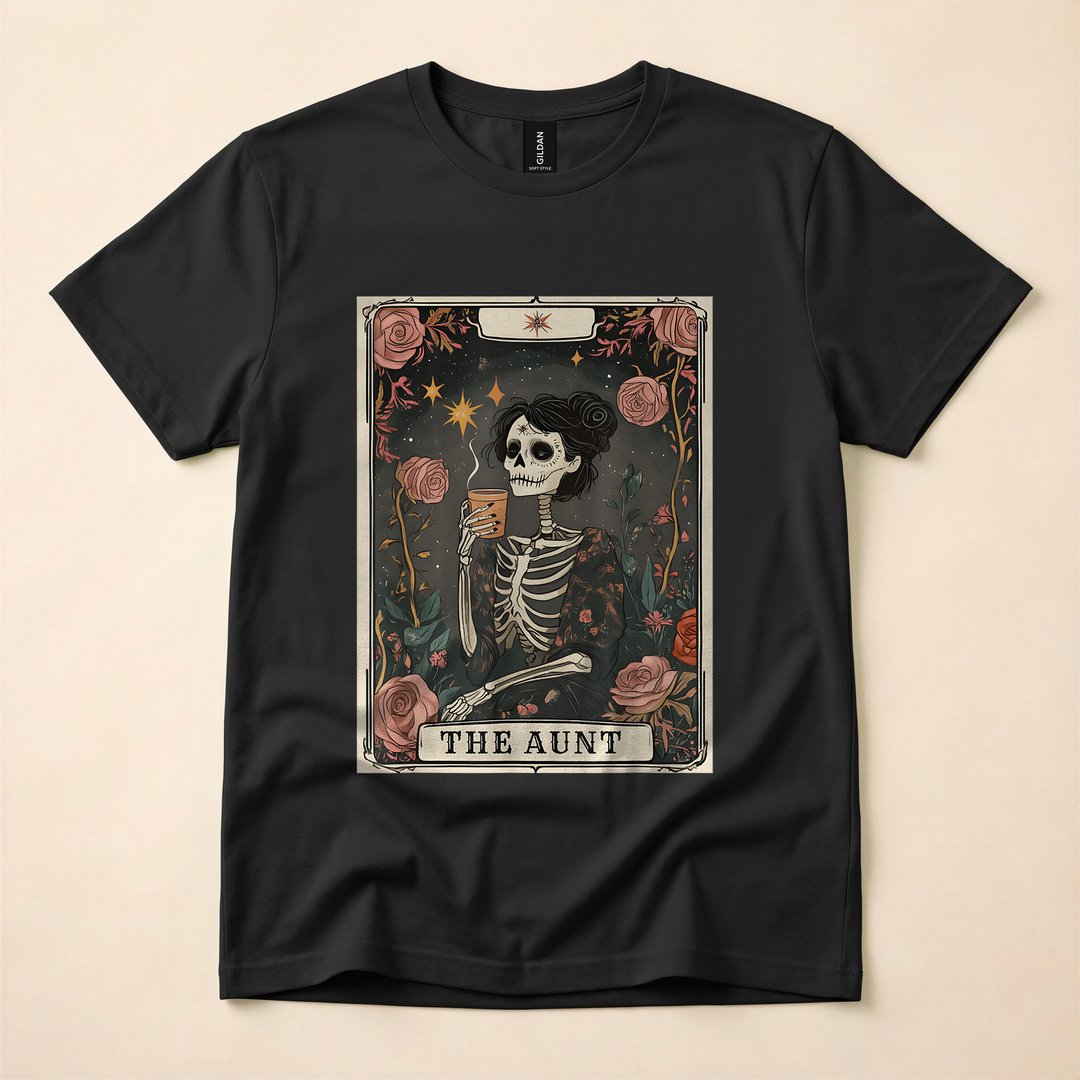 The Aunt Tarot Card Skeleton Coffee Lover T-Shirt
