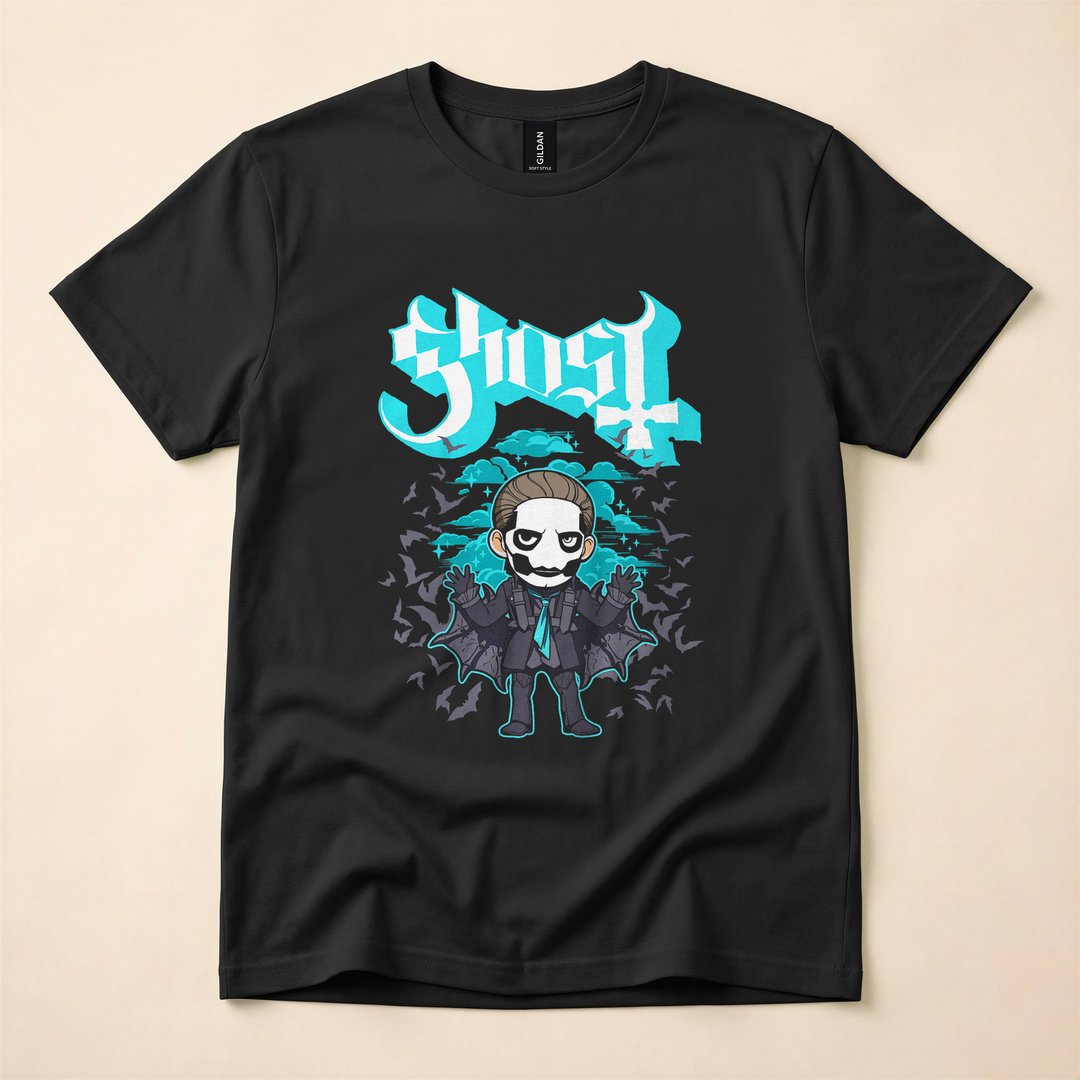 Cute Ghost in a Bat Costume Kawaii Halloween T-Shirt