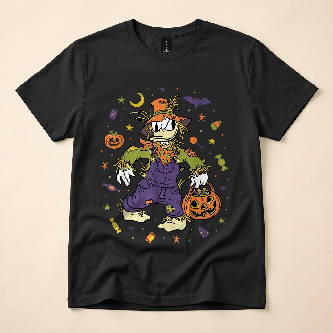 Donald Duck Scarecrow Trick-or-Treat Halloween Icons T-Shirt