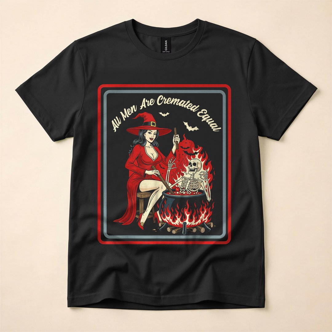 All Men Are Cremated Equal Vintage Horror Witch T-Shirt