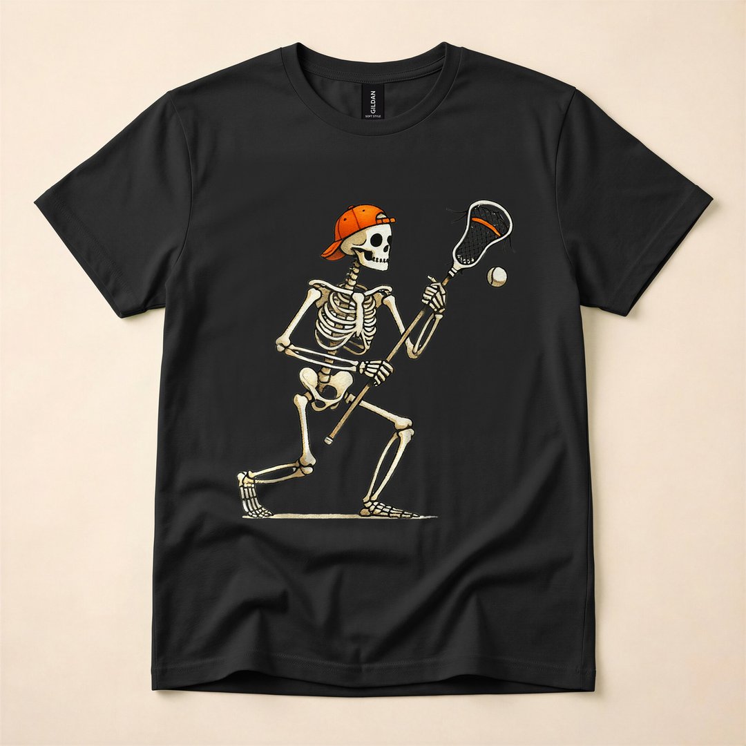Skeleton Lacrosse Player Funny Halloween Costume T-Shirt