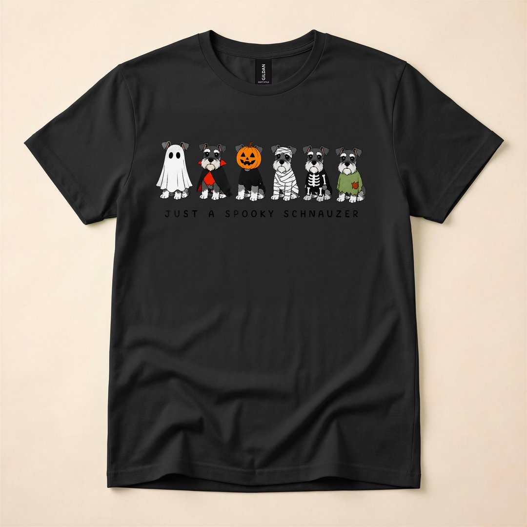Just A Spooky Schnauzer Funny Ghost Halloween Dog T-Shirt - photo 3