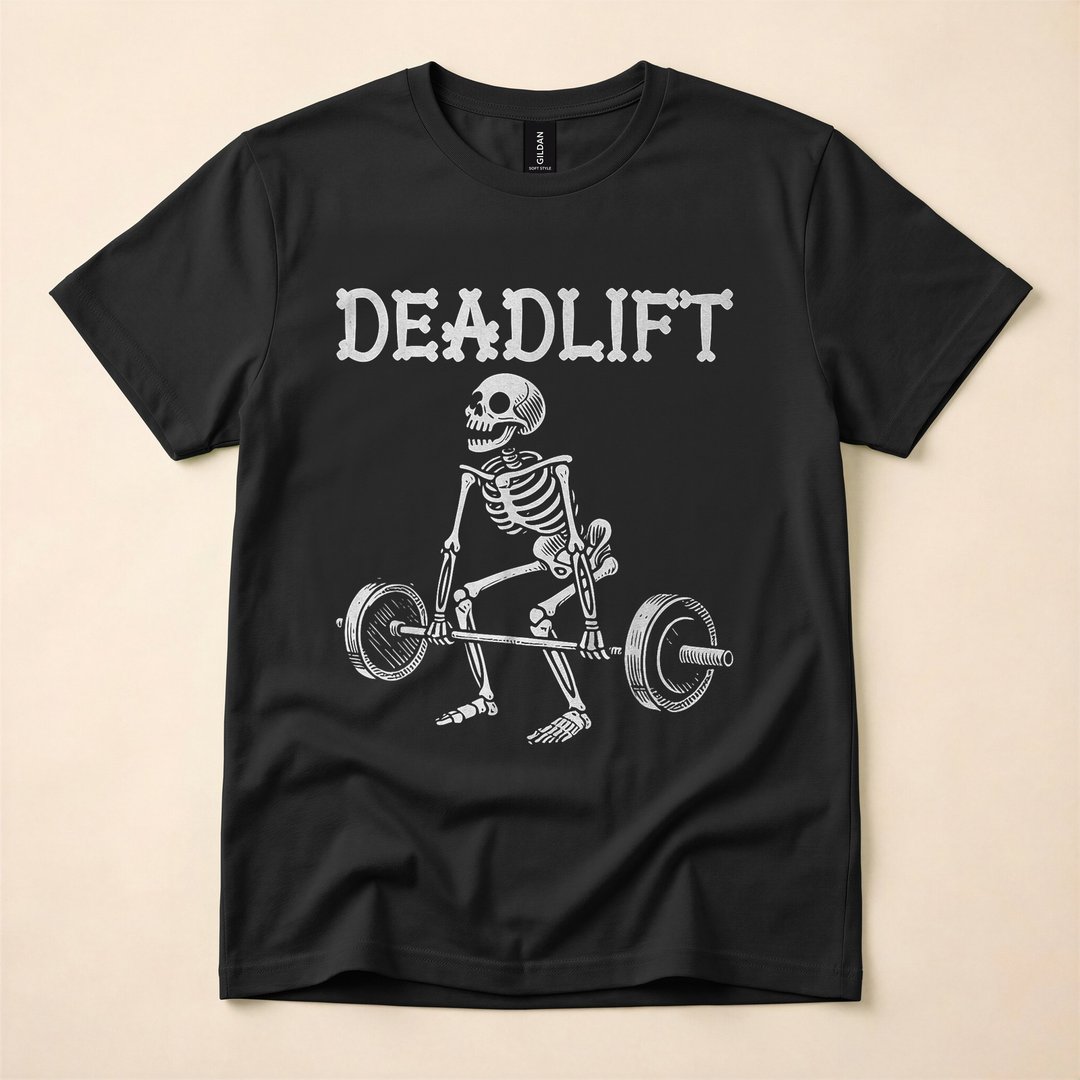 Deadlift Skeleton Funny Halloween Weightlifting T-Shirt
