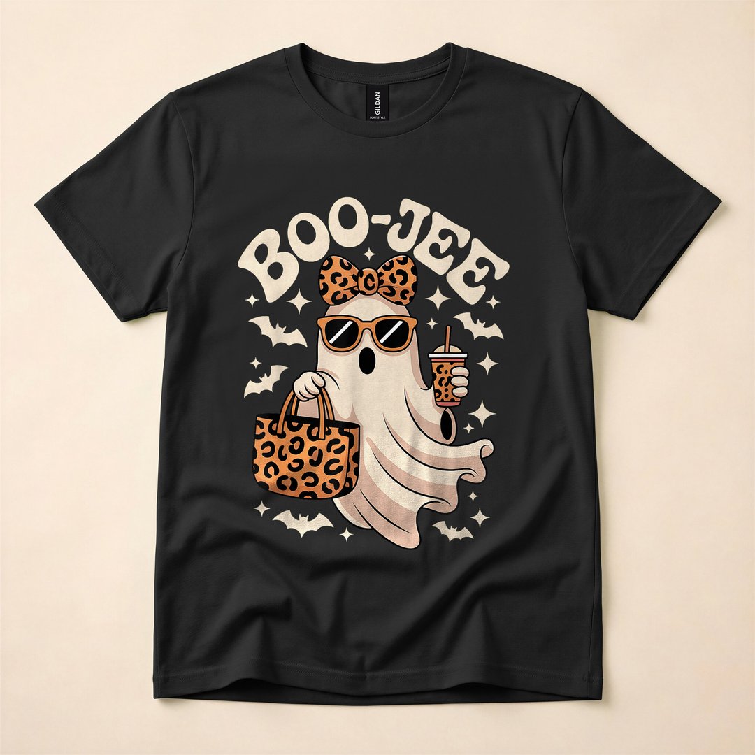 Coquette Leopard Boujee Ghost Halloween T-Shirt