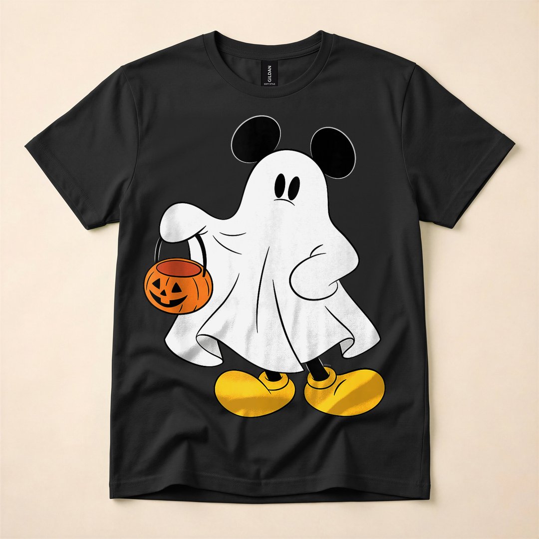 Mickey Mouse Ghost Halloween Trick-or-Treat T-Shirt