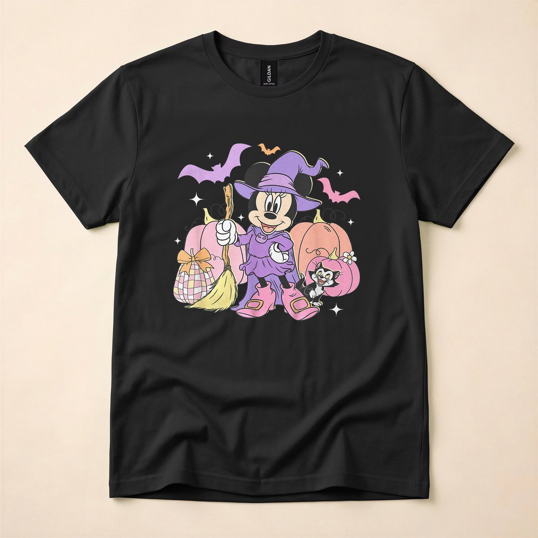 Disney Minnie Mouse Cute Purple Witch Halloween T-Shirt