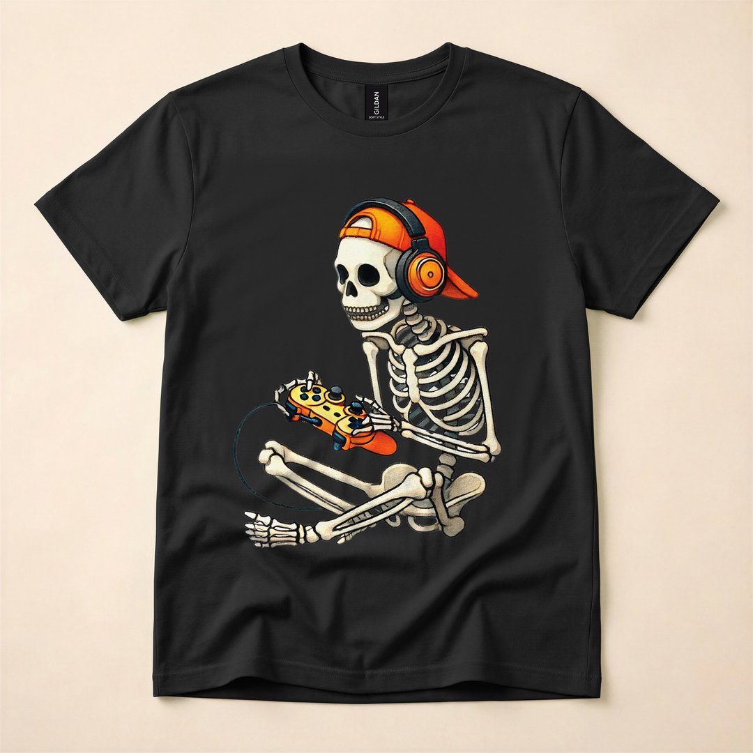 Skeleton Gamer Video Game Controller Halloween T-Shirt