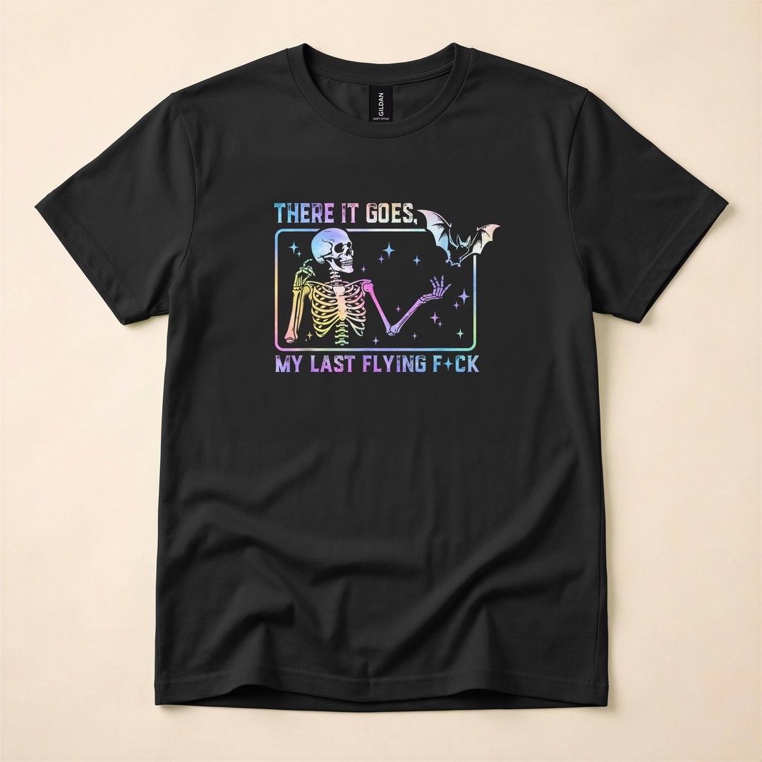 There Goes My Last One Funny Skeleton Tie-Dye Halloween T-Shirt