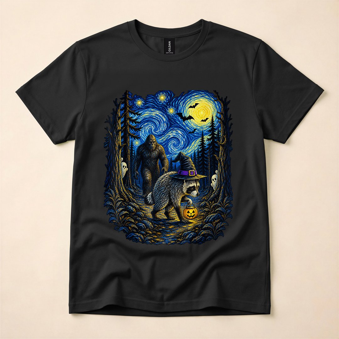 Jimothy Raccoon Bigfoot Boo Pumpkin Funny Halloween T-Shirt