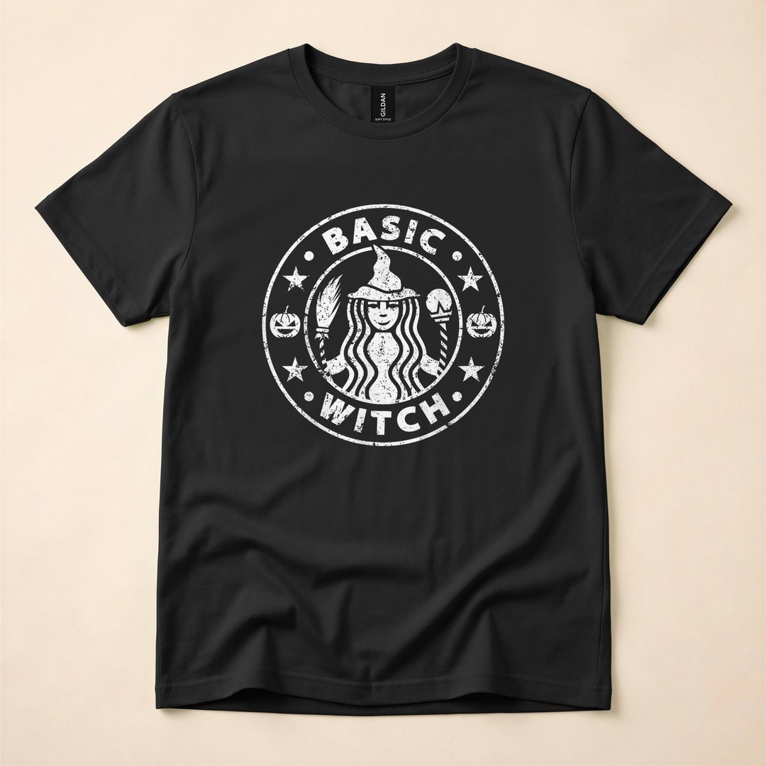 Basic Witch Funny Minimalist Halloween T-Shirt