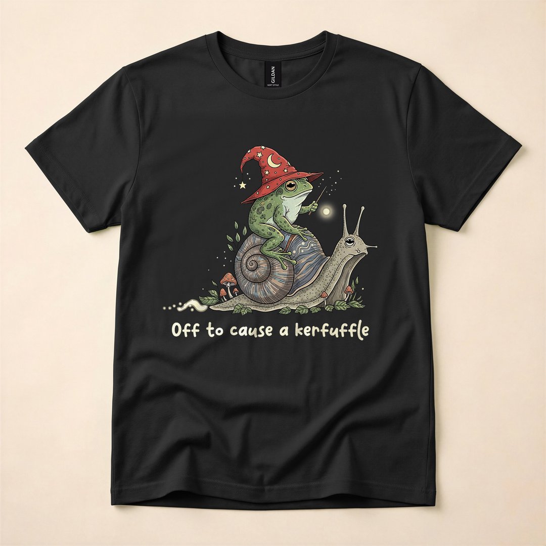 Witchy Frog Wizard Off to Cause a Kerfuffle Meme T-Shirt - photo 3