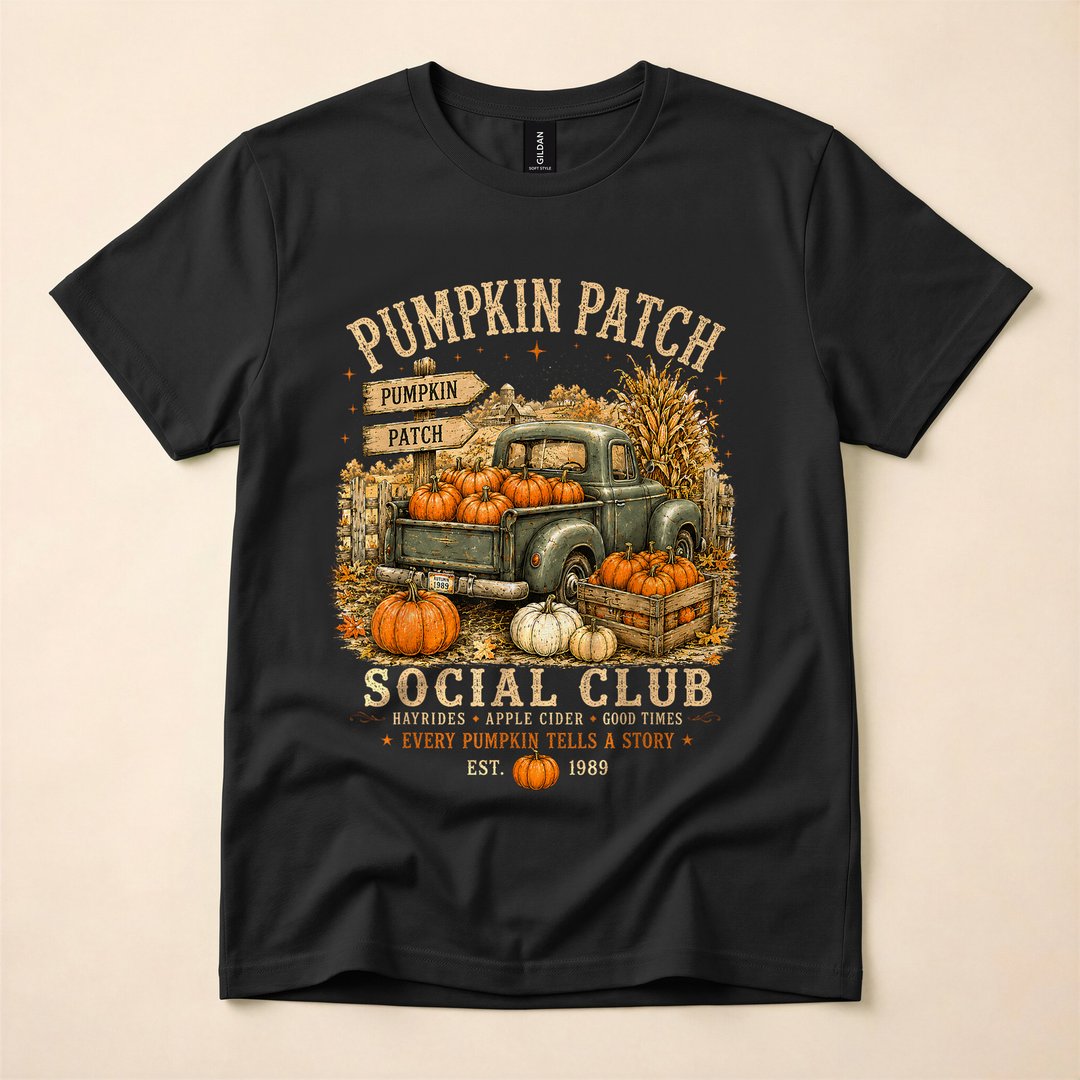 Retro Pumpkin Patch Social Club Fall Halloween T-Shirt