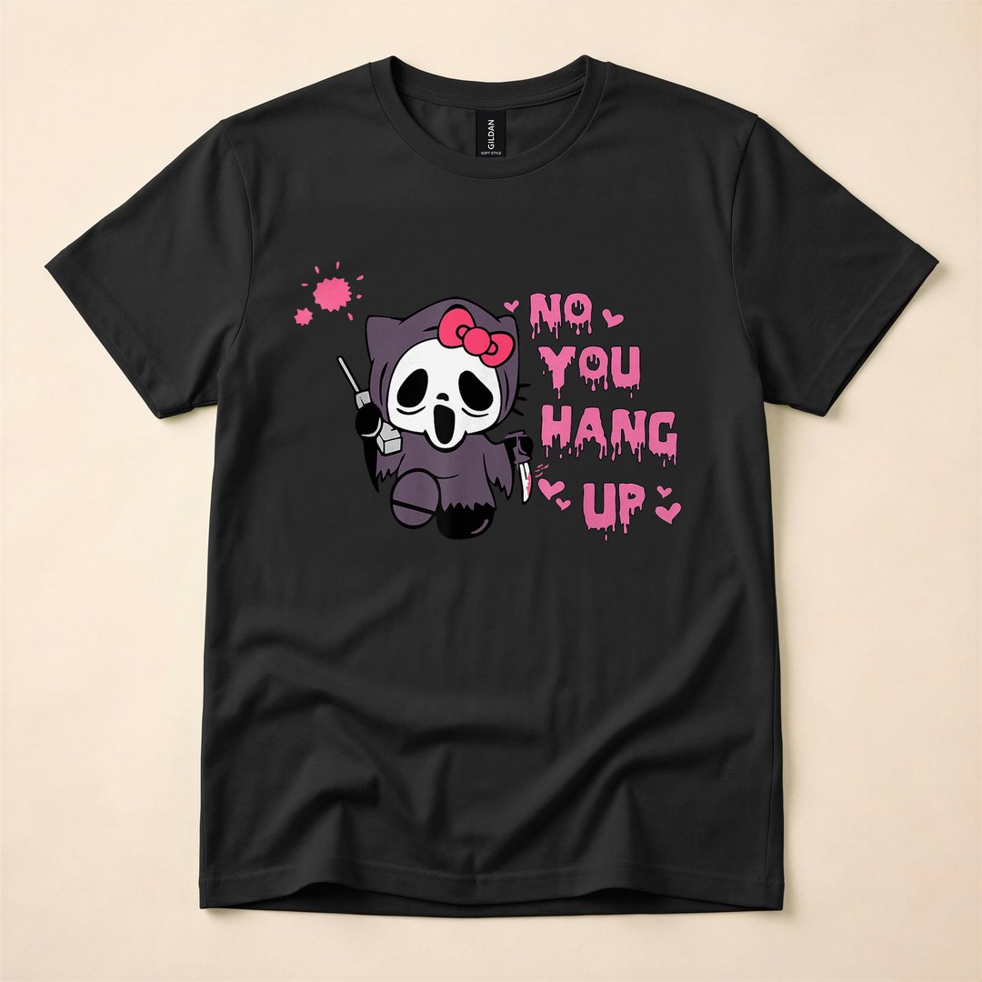 No You Hang Up Funny Skeleton Cats Horror Halloween T-Shirt