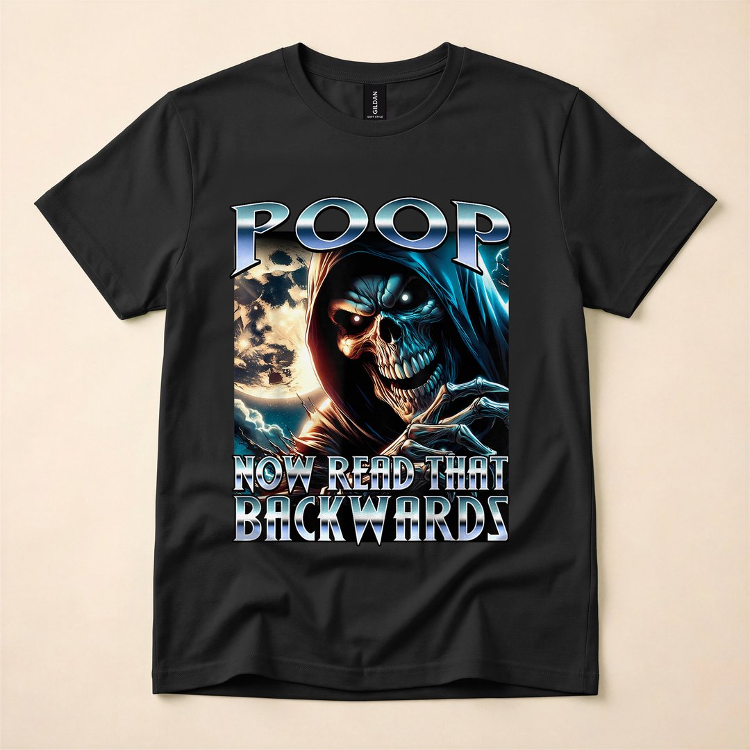 Now Read It Backwards Funny Skeleton Bootleg Meme T-Shirt