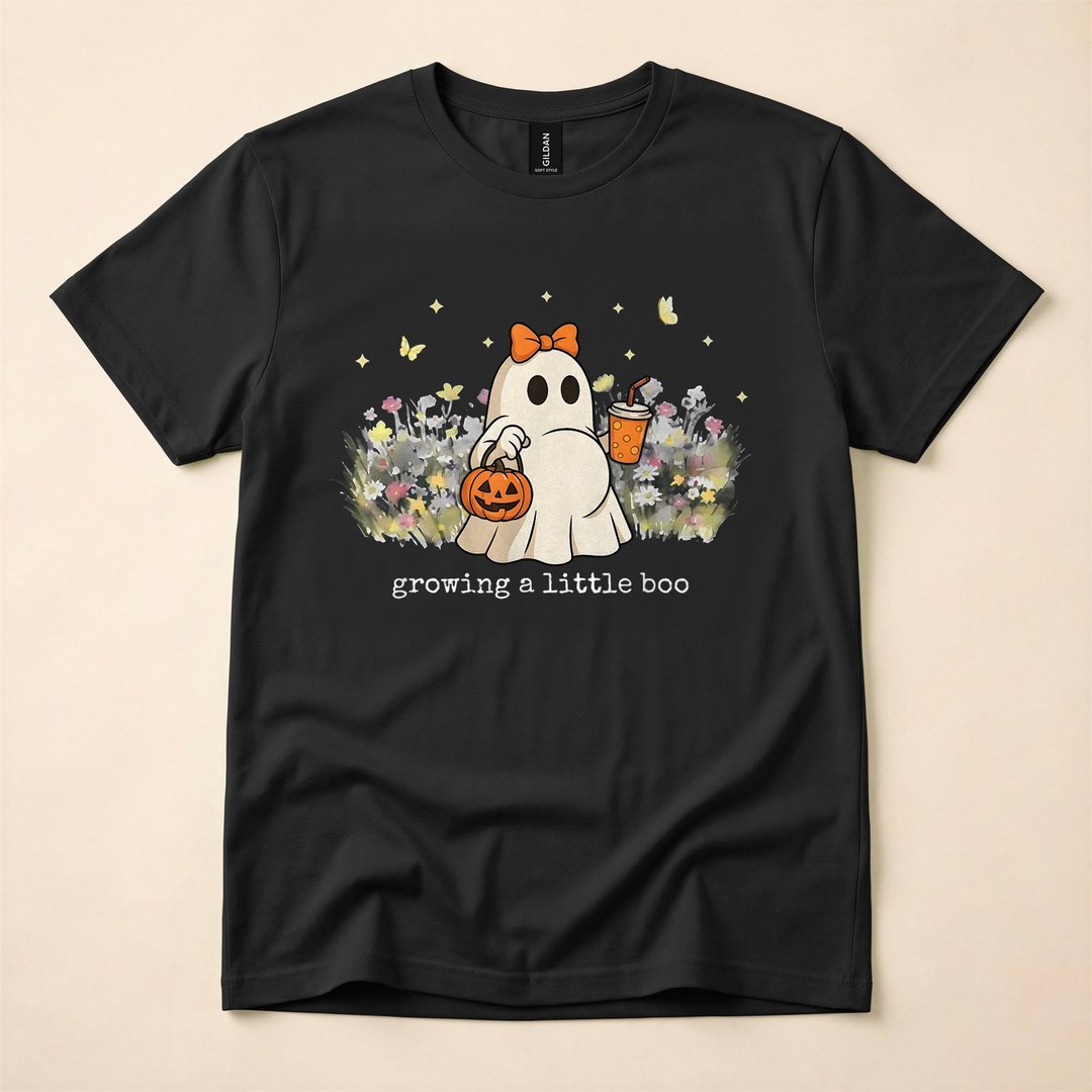 Growing a Little Boo Ghost Halloween Pregnancy T-Shirt