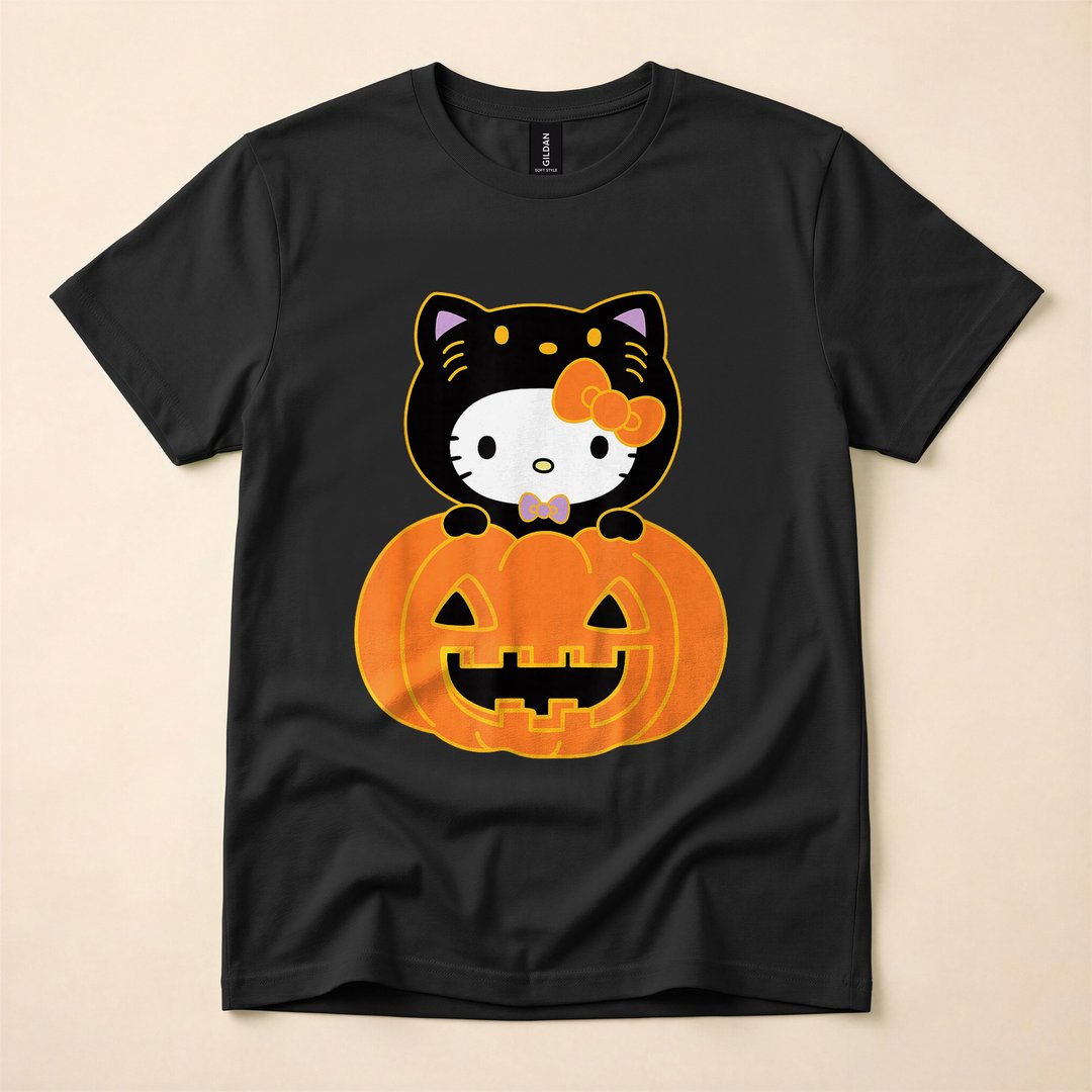Hello Kitty Jack-O'-Lantern Pumpkin Cat Halloween T-Shirt