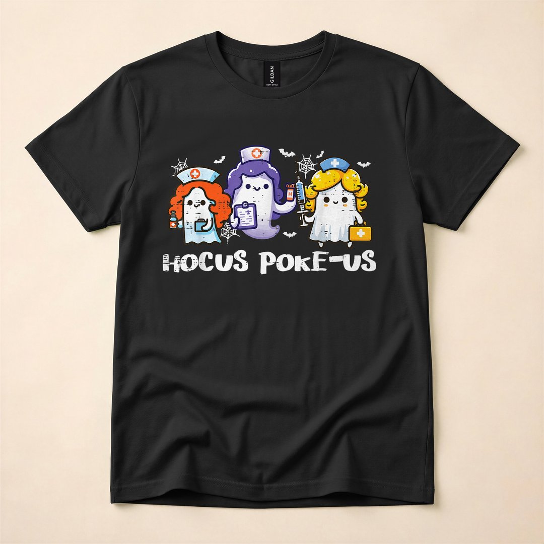Hocus Poke Us Ghost Nurse Halloween Costume T-Shirt