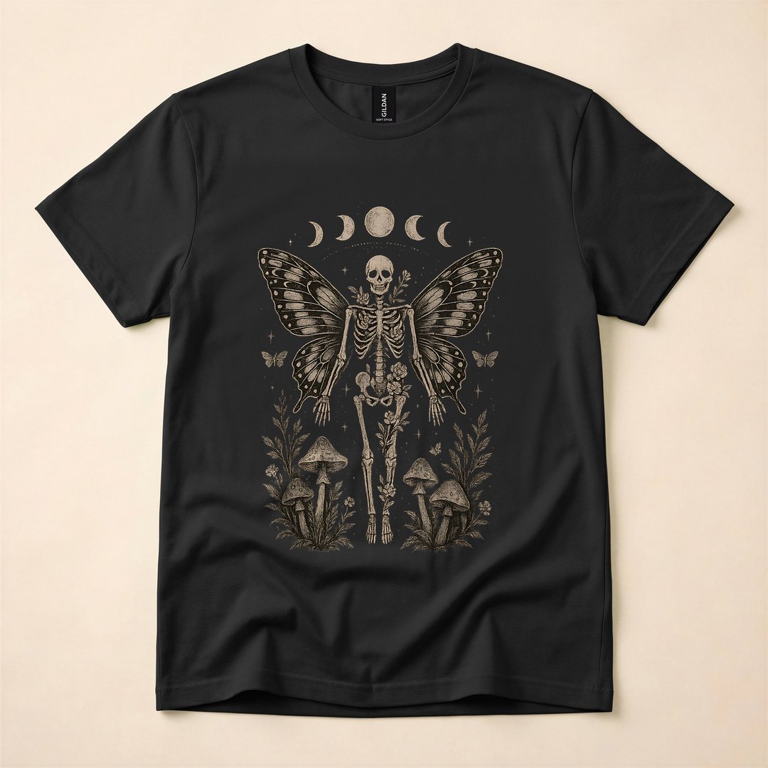 Y2K Grunge Fairycore Skeleton Emo Graphic T-Shirt - photo 3
