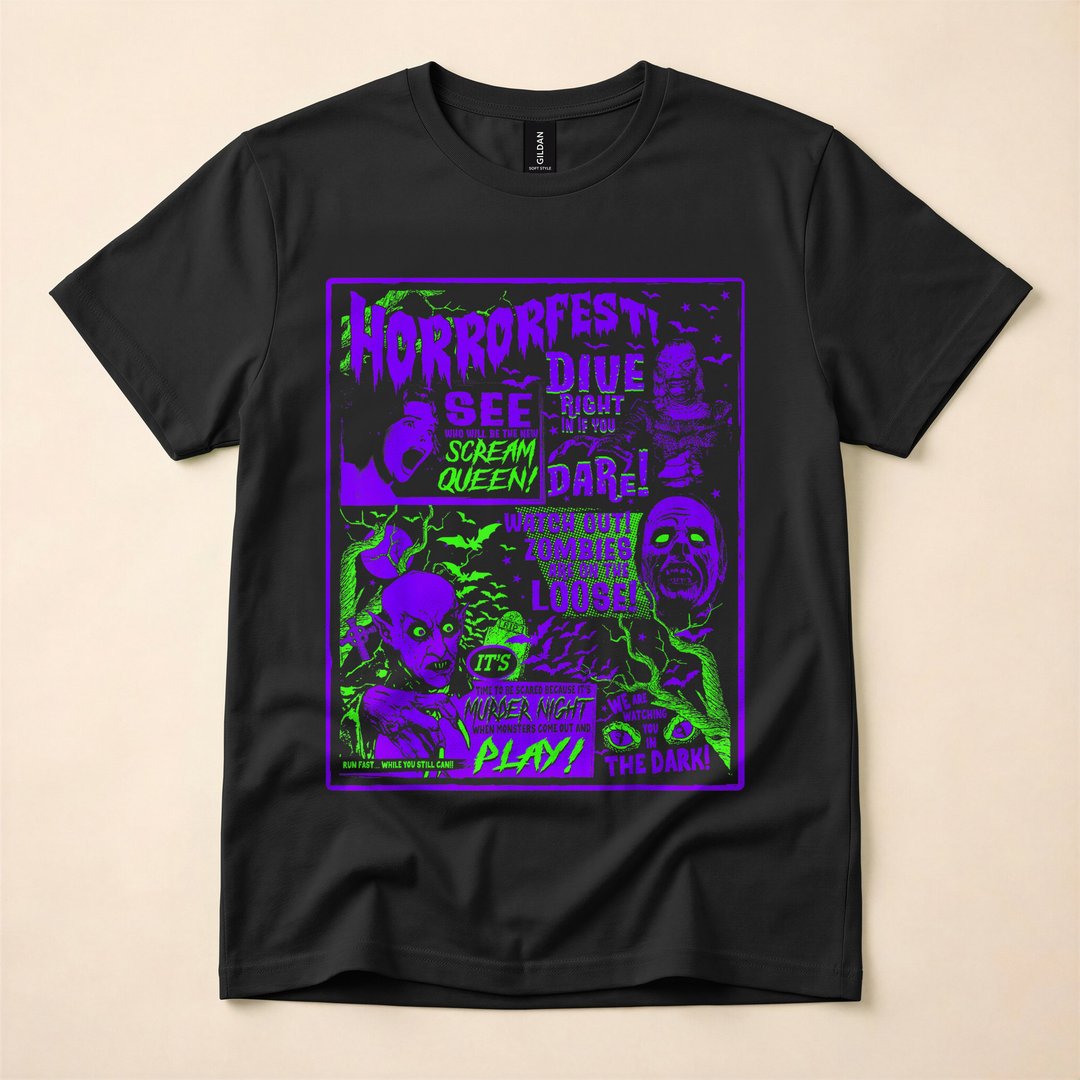 Vintage Halloween Classic Horror Movie Poster T-Shirt