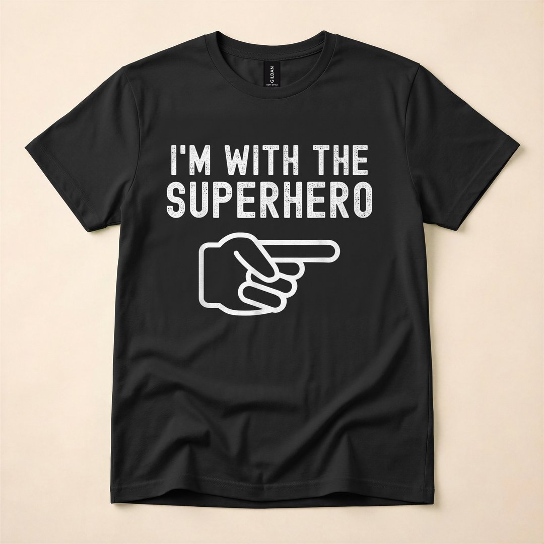 I'm With Superhero Funny Couples Halloween Costume T-Shirt