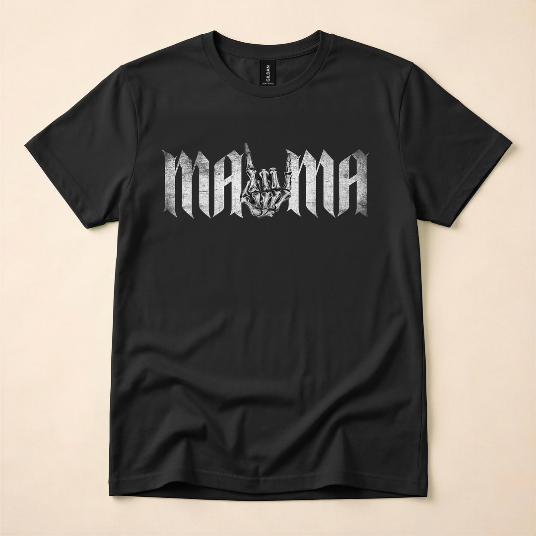 Mama Rock On Skeleton Hand Rock and Roll T-Shirt, Funny Halloween Gift for Mom