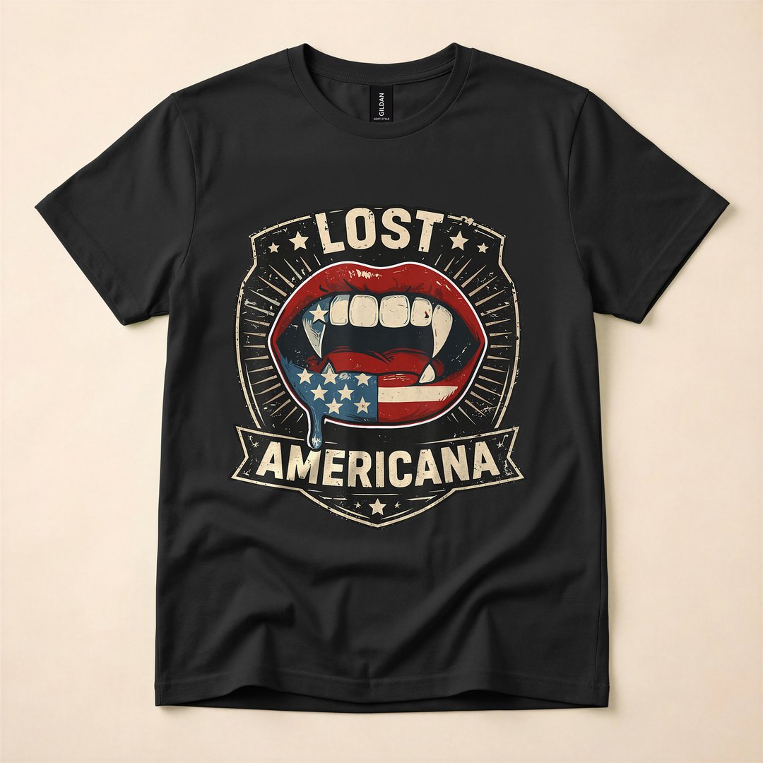 Lost Americana Vampire Retro Patriotic Halloween T-Shirt