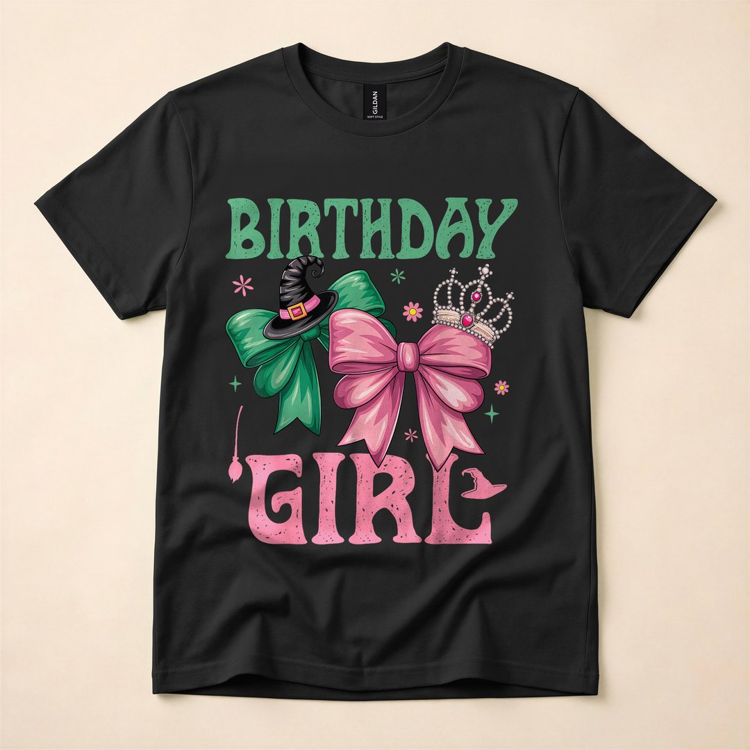 Birthday Witch Pink and Green Girls Halloween T-Shirt