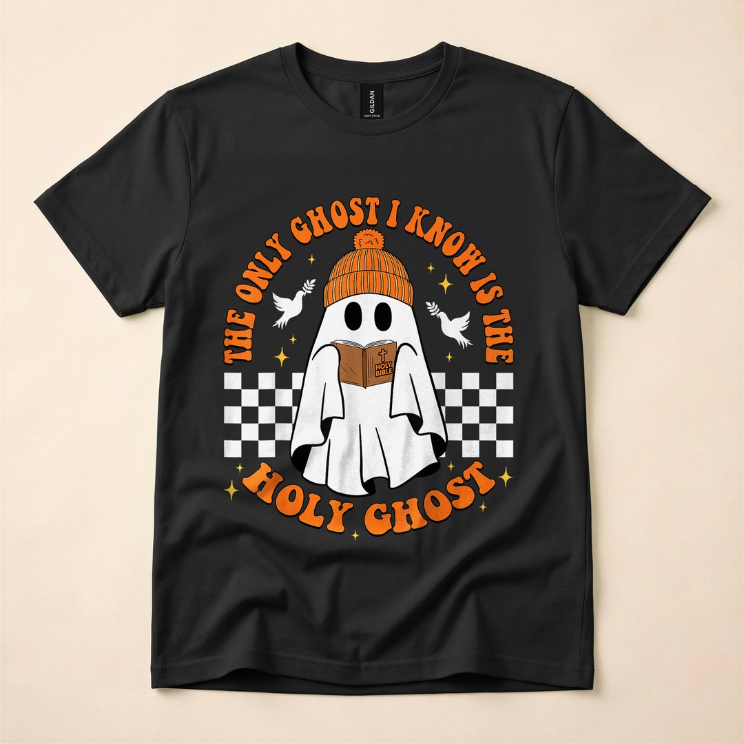 The Only Ghost I Know Is the Holy Ghost Halloween T-Shirt, Christian Spooky Season Graphic Tee