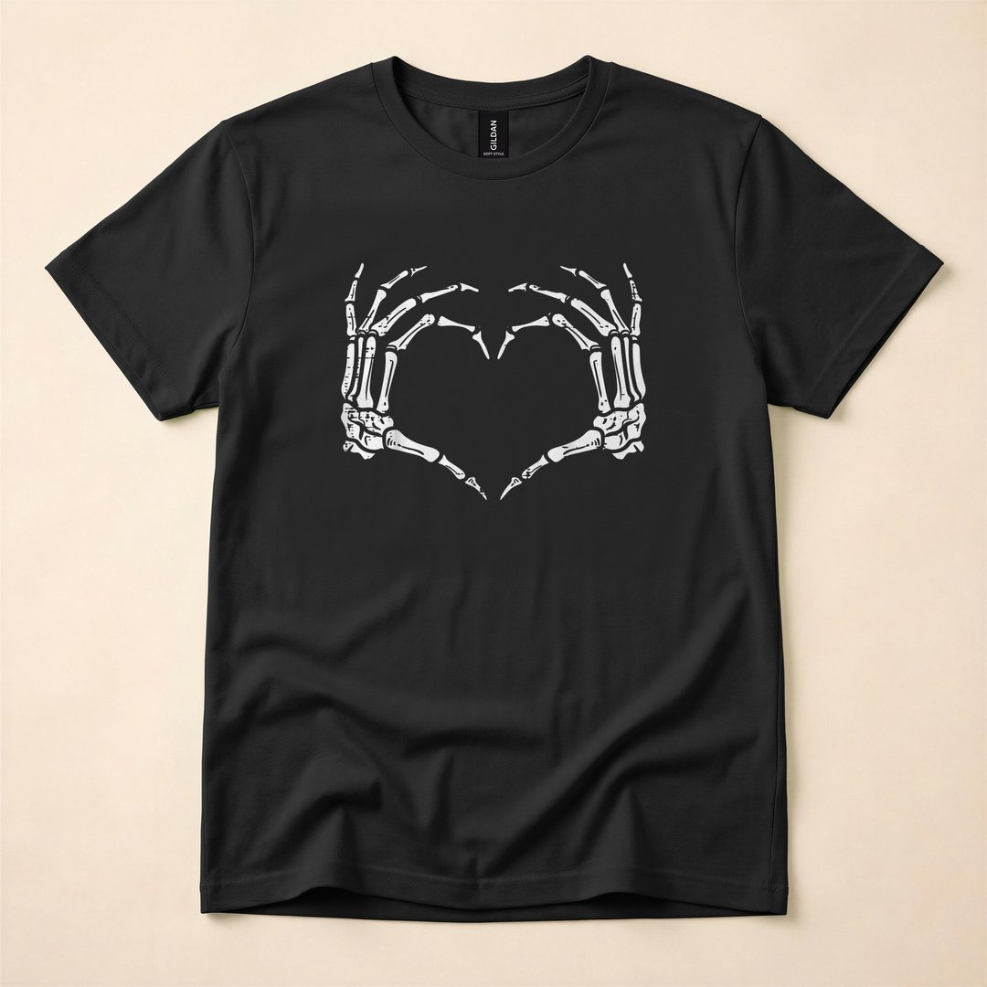 Skeleton Hands Heart Sign Retro Halloween T-Shirt