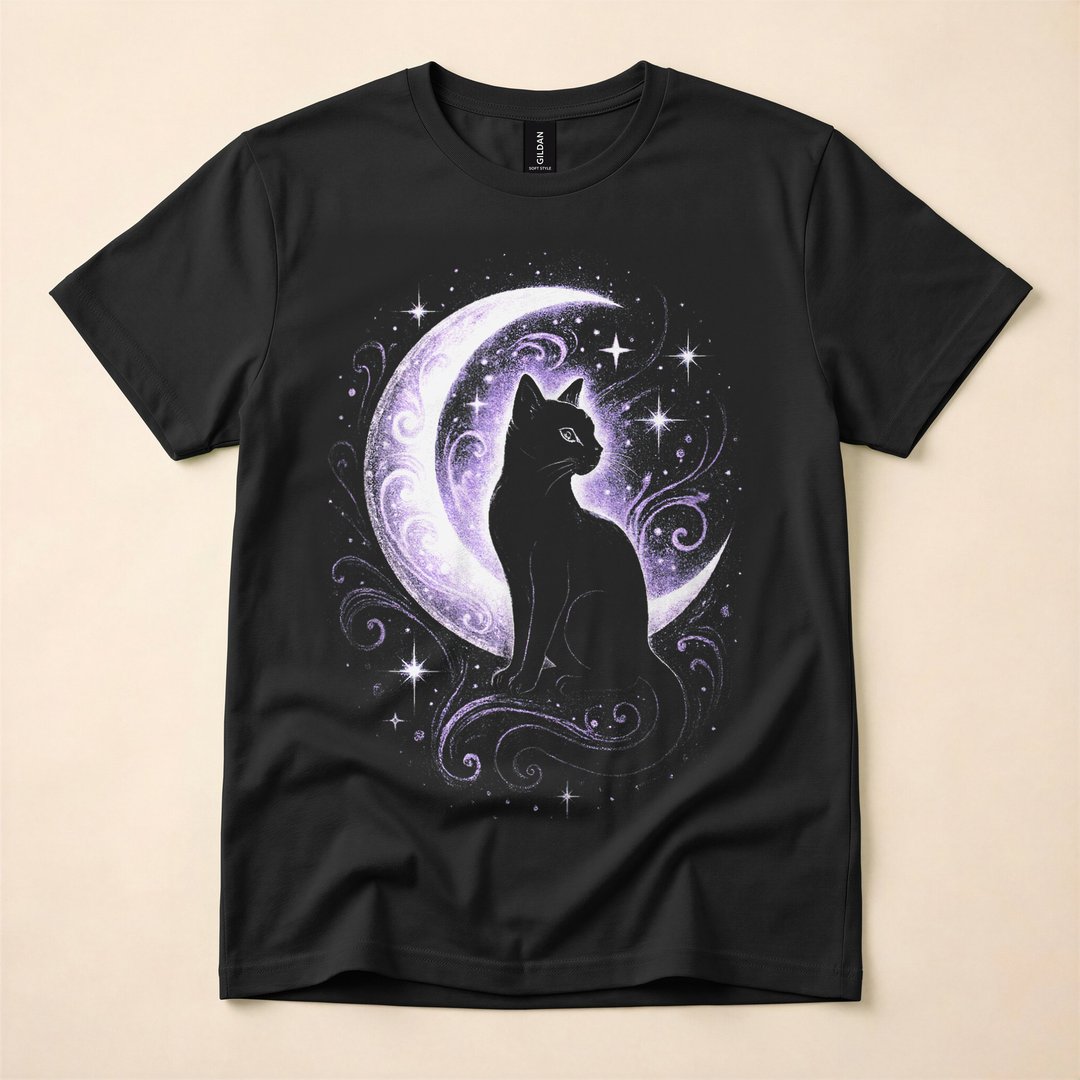 Witchy Moon Cat Pastel Goth Witch Aesthetic T-Shirt
