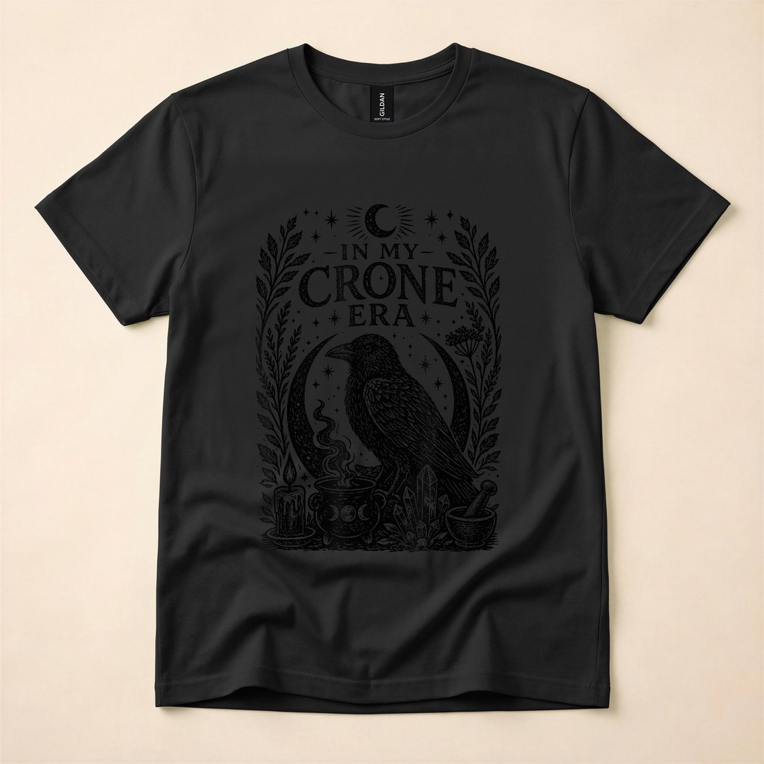 In My Crone Era Witchy Raven Cauldron Goth T-Shirt - photo 3