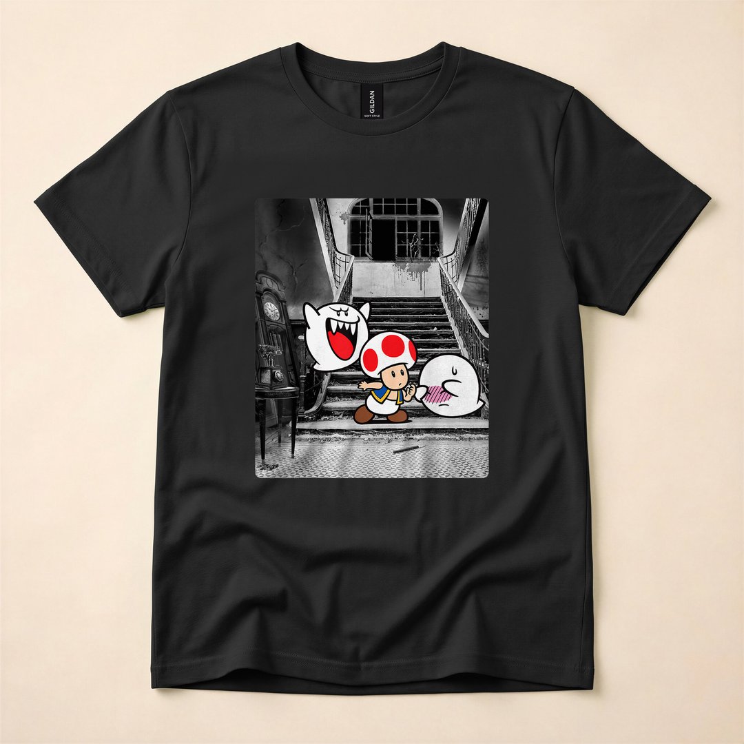 Toad and Boo Haunted Mansion Portrait Halloween T-Shirt