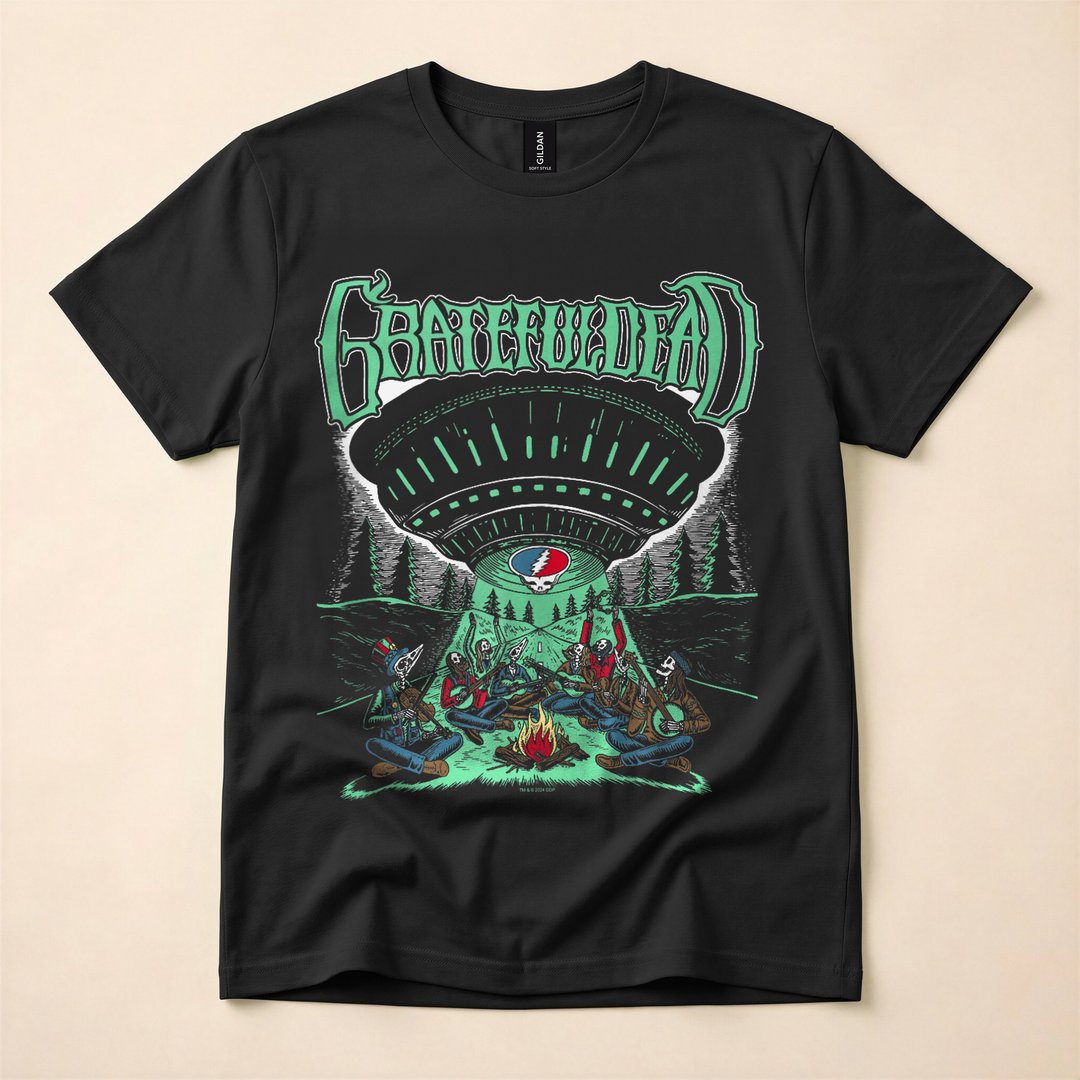 Grateful Dead Skeletons and Aliens Camping T-Shirt - photo 1