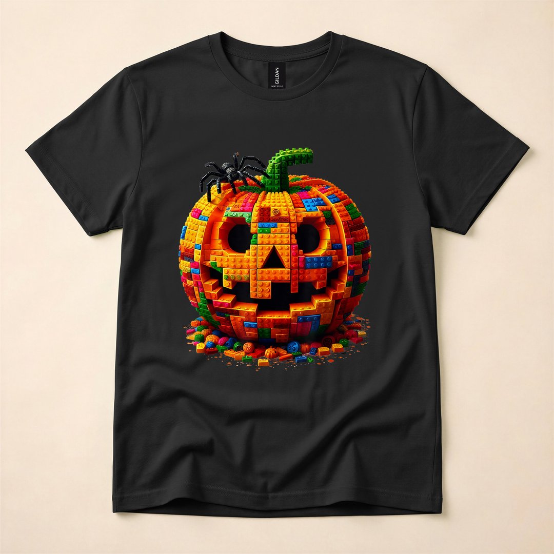 Master Builder Pumpkin Building Blocks Halloween T-Shirt