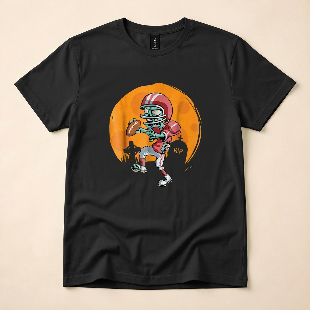 Zombie Football Player Funny Sports Halloween T-Shirt