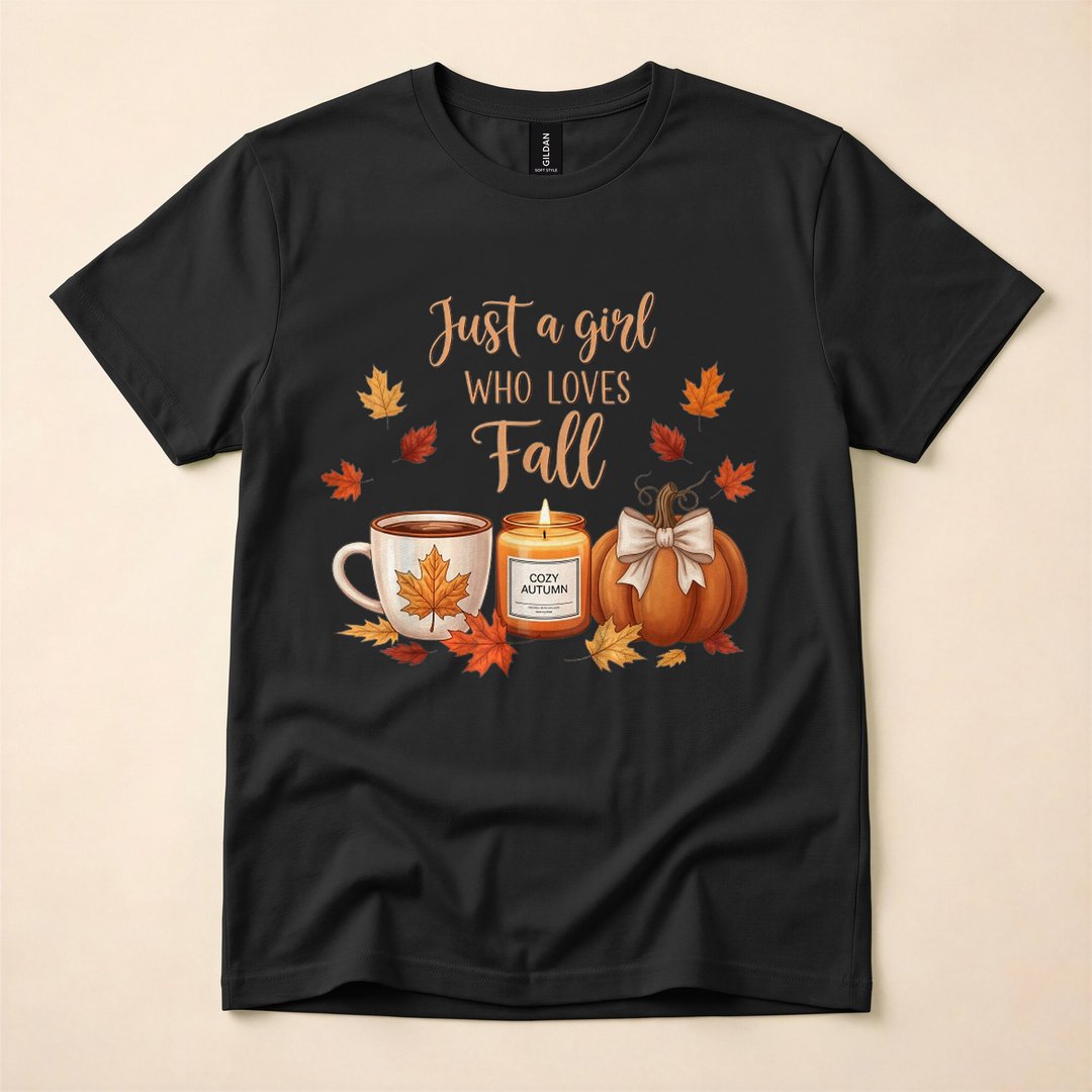 Just a Girl Who Loves Fall Pumpkins Cozy Autumn T-Shirt