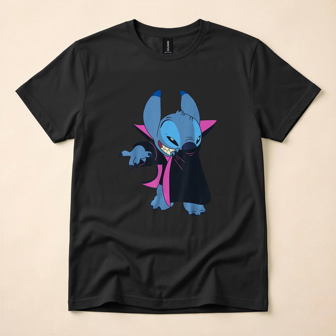 Lilo & Stitch Vampire Halloween Costume T-Shirt, Cute Spooky Season Party Tee - photo 3