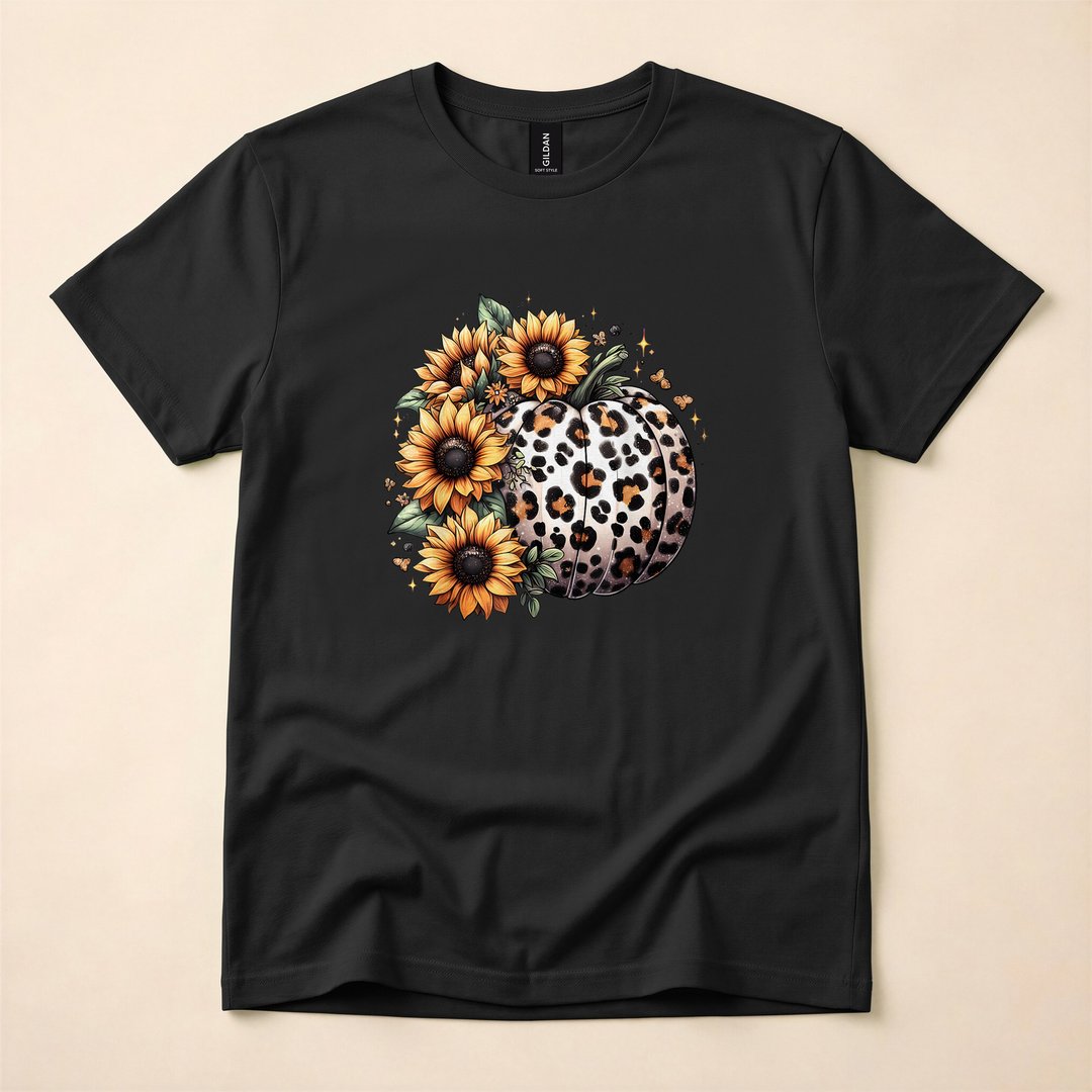 Pumpkin Leopard Sunflower Fall Lover Autumn T-Shirt