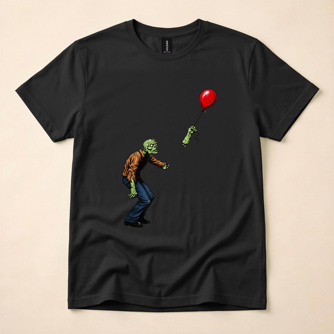 Funny Zombie Balloon Cute Kids Halloween T-Shirt - photo 3