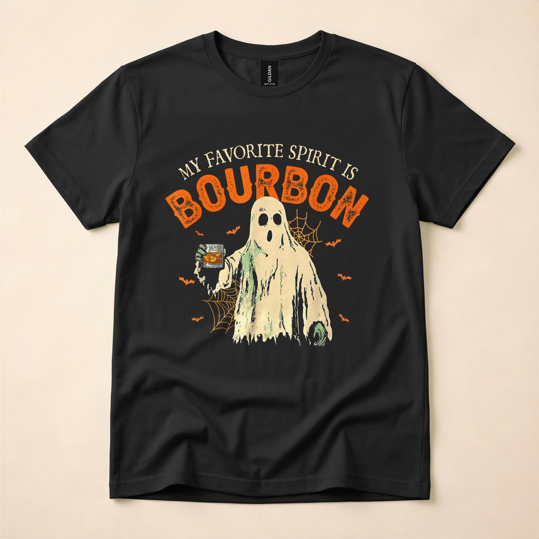 My Favorite Spirit Is Bourbon Funny Ghost T-Shirt