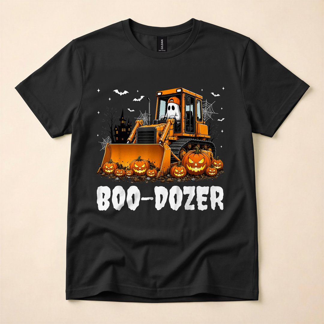 Boo-Dozer Ghost Bulldozer Halloween Construction T-Shirt