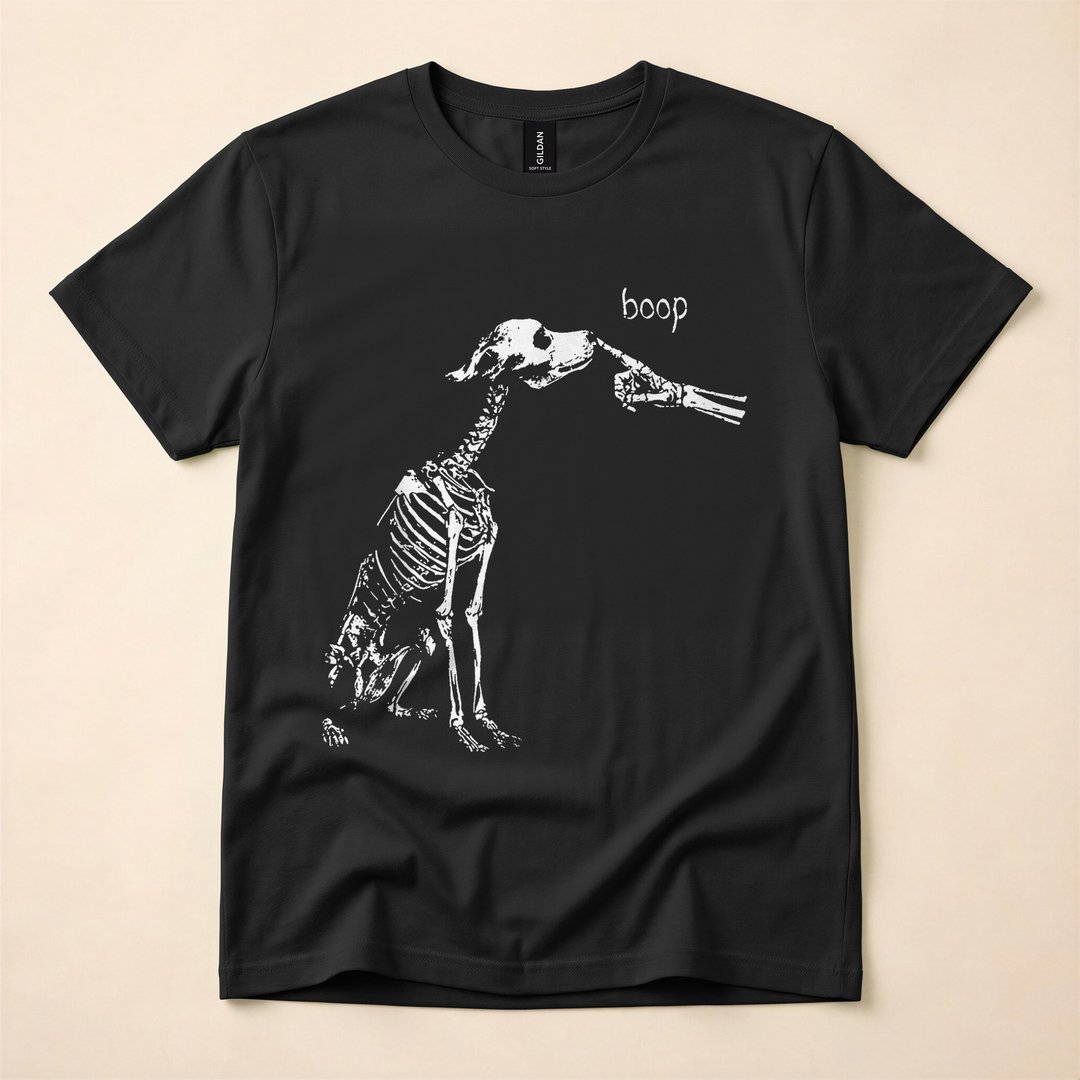 Boop Skeleton Dog Funny Halloween Night T-Shirt
