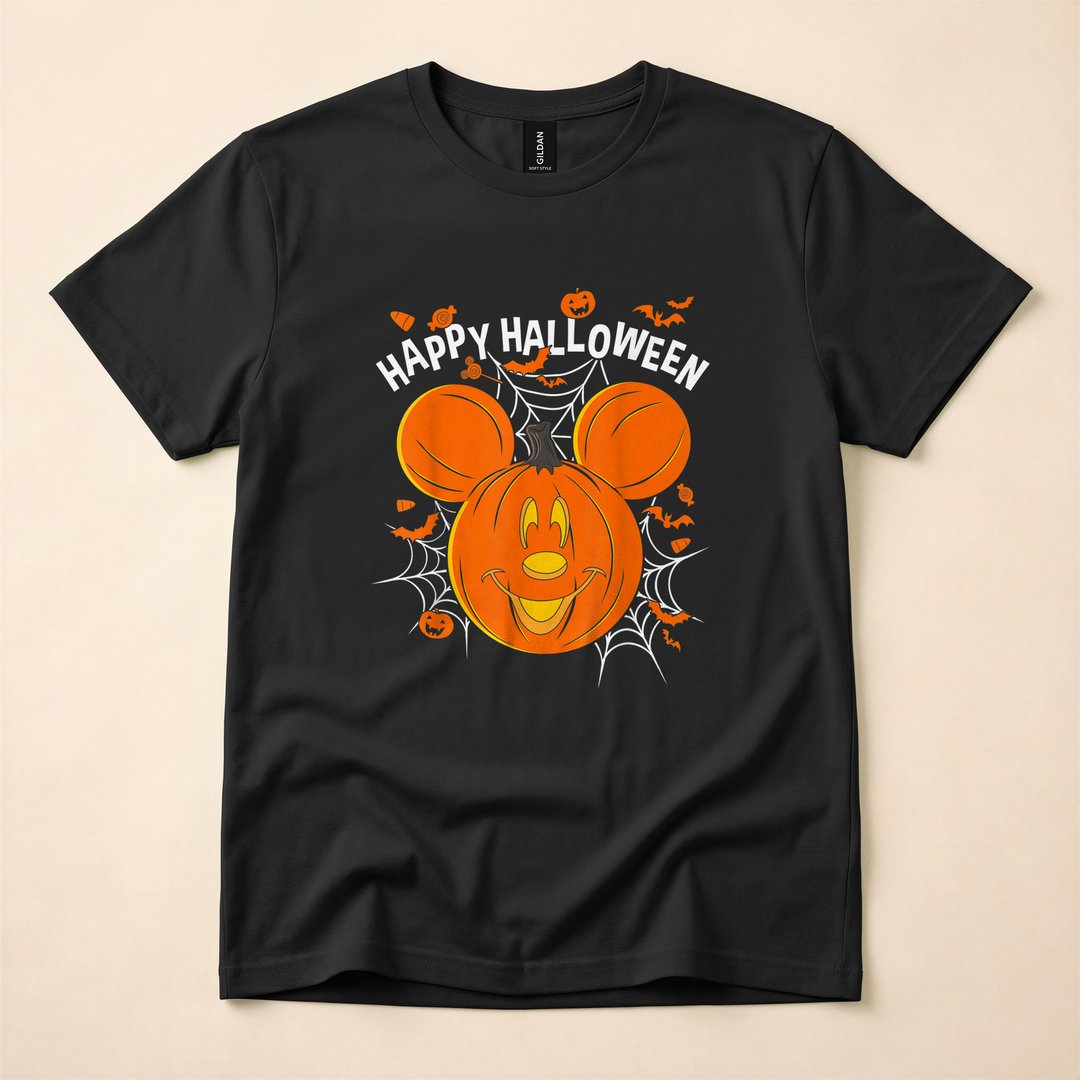 Disney Mickey Mouse Pumpkin Happy Halloween T-Shirt
