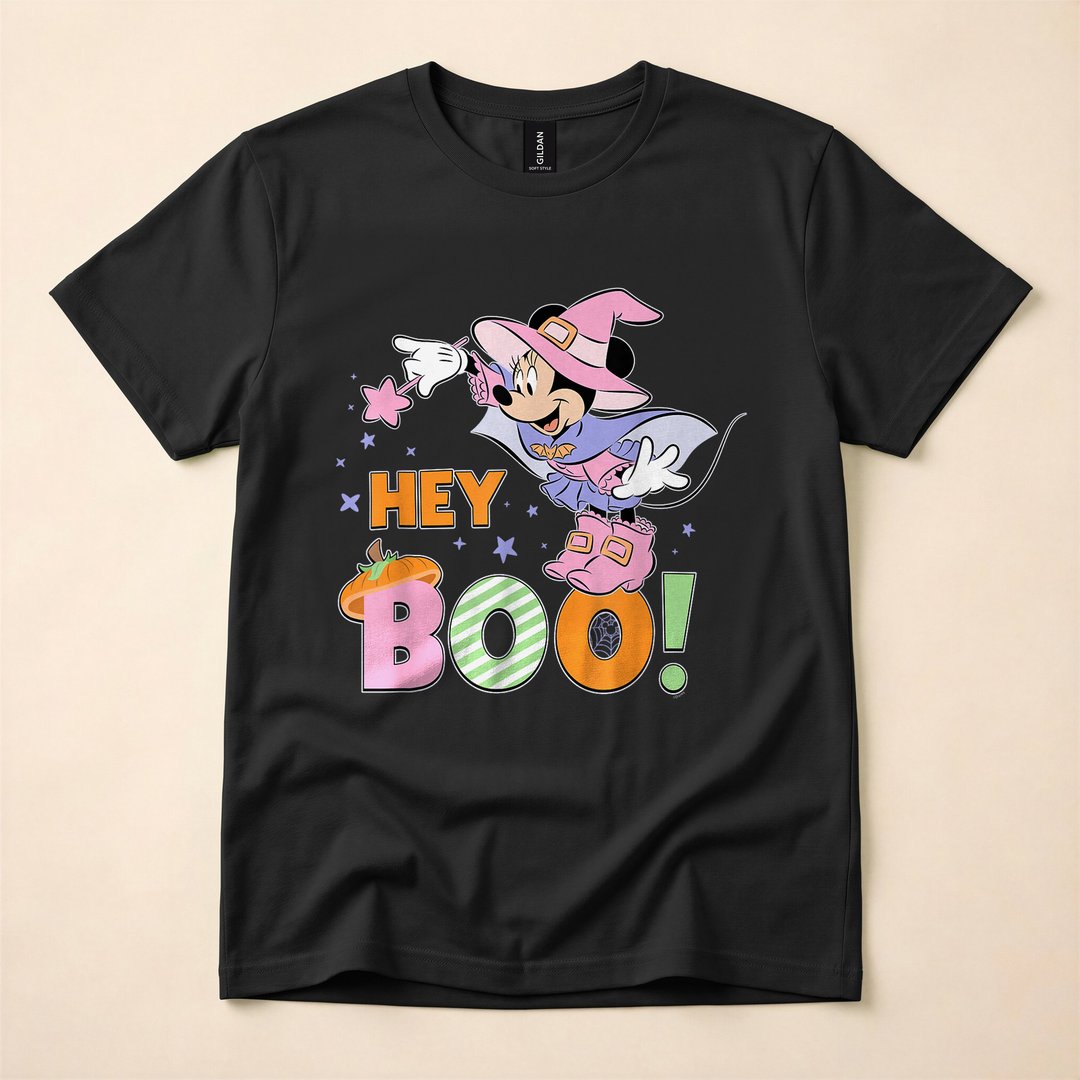 Minnie Mouse Hey Boo Cute Halloween Matching T-Shirt