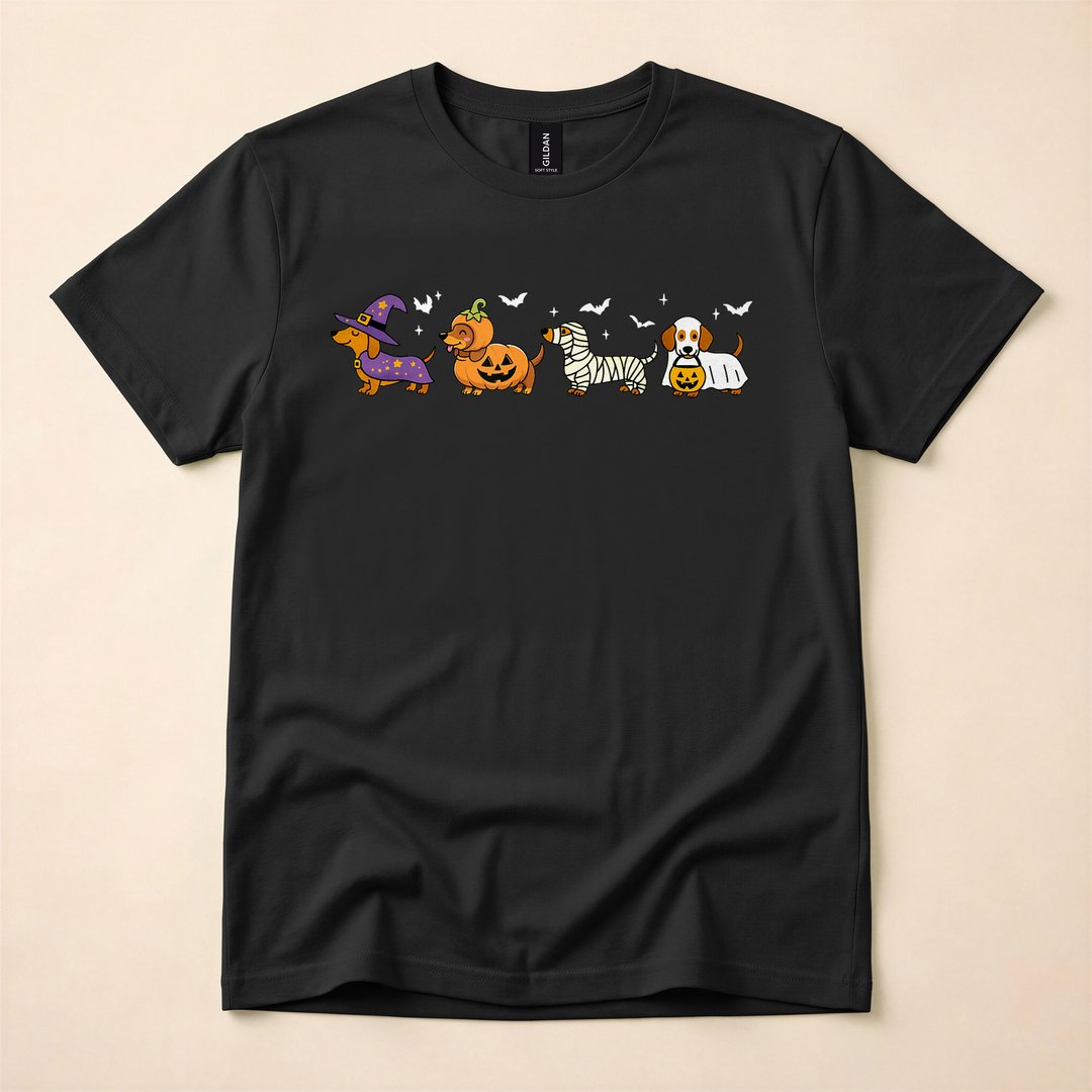 Cute Dachshund Ghost Pumpkin Halloween Dog T-Shirt