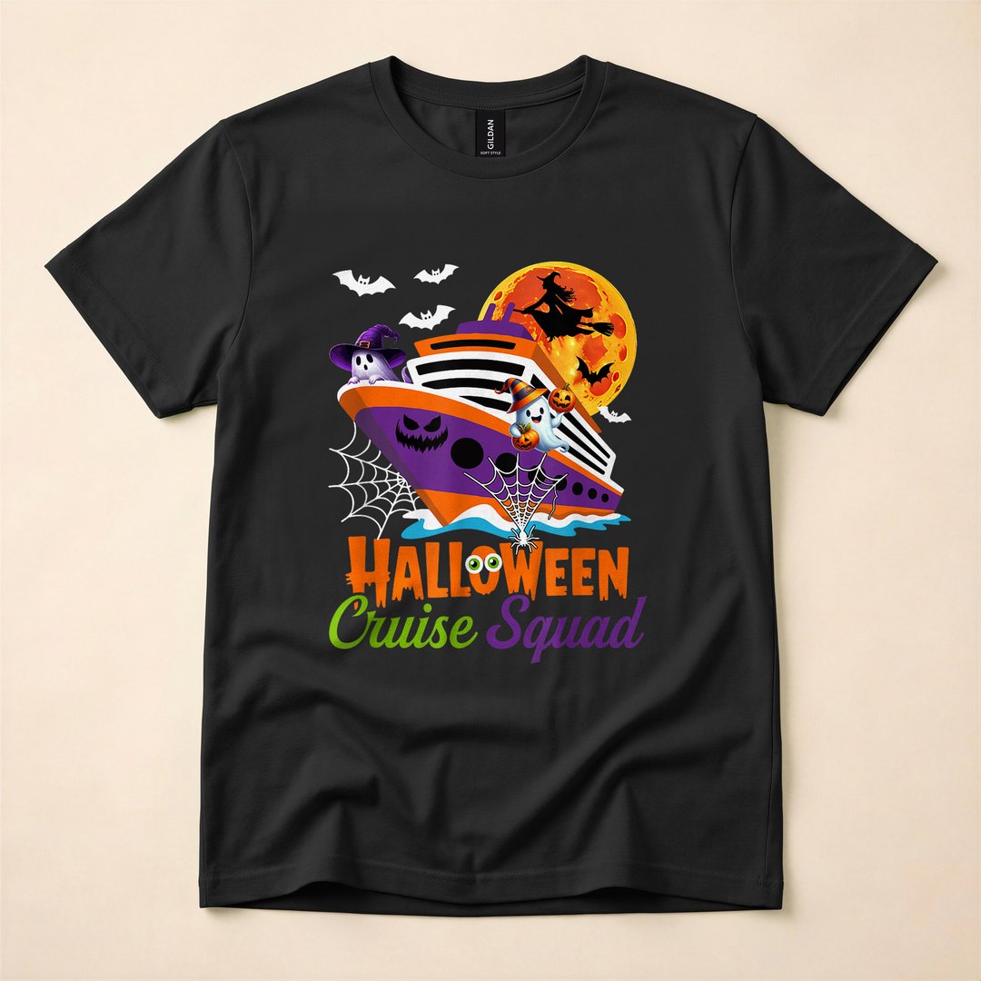 Halloween Cruise Squad Boo Ghosts and Witch Ship T-Shirt