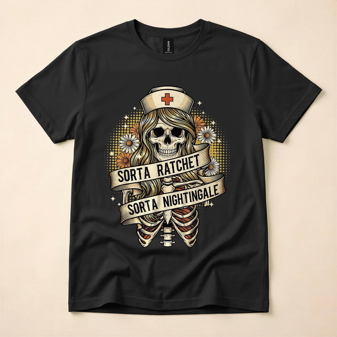 Sorta Ratchet Sorta Nightingale Nurse Halloween T-Shirt, Funny Vintage Spooky Season Tee