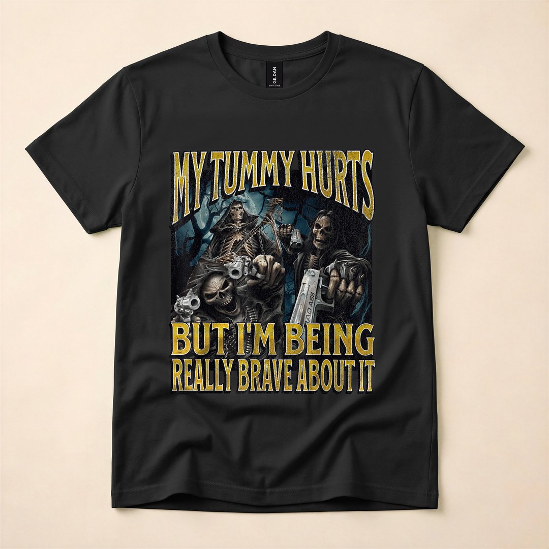 My Tummy Hurts Funny Hard Skeleton Bootleg Meme T-Shirt